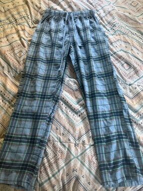 Light Blue Plaid Flannel Pajama Pants